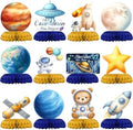 12 Pcs Astronaut Space Baby Shower Decorations for Boy - Outer Space Party Supplies - Rocket Planet Moon Star Galaxy Centerpieces for Tables - Space Honeycomb Table Decor for Baby Shower by Unknown