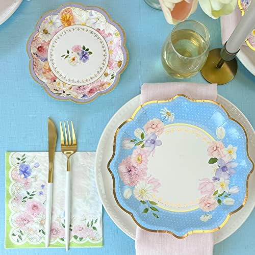 Kate Aspen Tea Party Decorations, Colorful Pastel Plates And Napkins Garden Party Supplies for Adults Bridal Showers, Baby Shower Decorations, Birthdays, 62 Pc, 16 Guests - Image 2