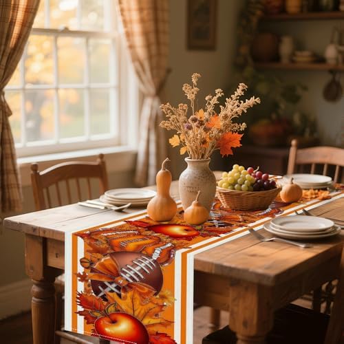 Fall Thanksgiving Table Runner 13x72 Inch - Buffalo Plaid & Pumpkin Bow Print, Stylish Autumn Home Kitchen Party Decoration - Image 4
