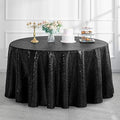 Pufogu 120" Round Black Sequin Tablecloth Glitter Black Table Cloths for Birthday Wedding Bridal Baby Shower Party Decorations by Pufogu