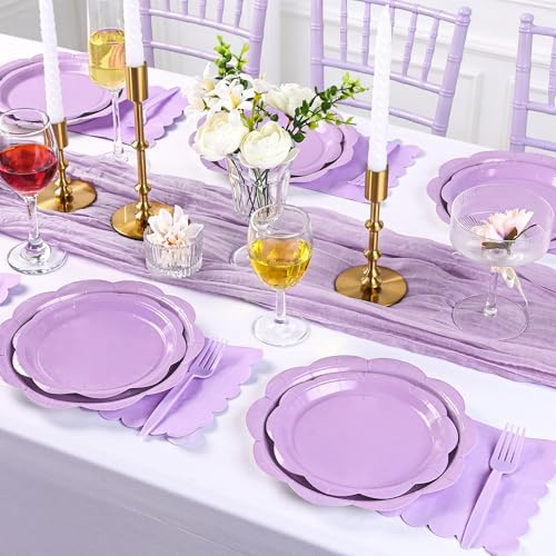 96 Pcs Lavender Paper Plates and Napkins Set Party Supplies for 24 Guest - Image 3
