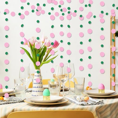 Outus 10 Pieces Pink,Green Round Dots Garland Party Hanging Decor - Image 6