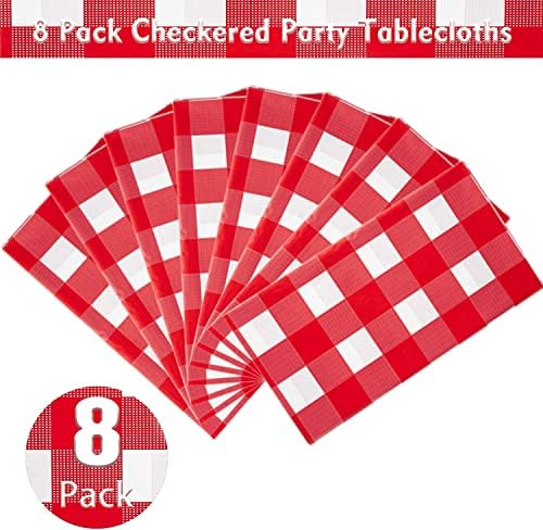 Kesfey Red Gingham Tablecloth Picnic Party Checkered Table Cover 8 Packs - Image 3