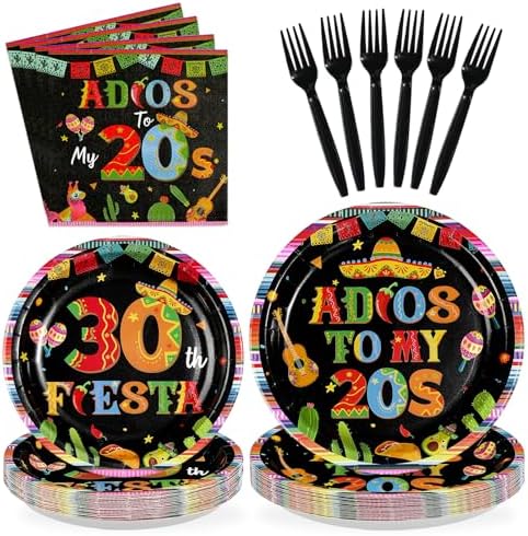 96Pcs Mexican 30th Birthday Party Decorations for Adults, Serves 24 by Greencian