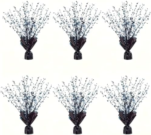 6 Pack Metallic Foil Spray Centerpiece Stars for Wedding, Birthday, Anniversary, Christmas Table Decor, Holiday Festival Baby Shower Graduation Mantle Party Decorations (Black SF) by Unknown