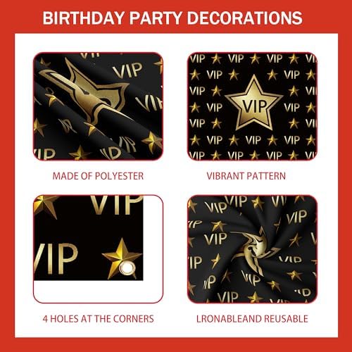 Vip Party decorations - Red Carpet Party Decorations with VIP Photography Backdrop, Gold Black Red Balloons for Hollywood Themed Events, Birthday Parties, Photo Booth Props - Image 4