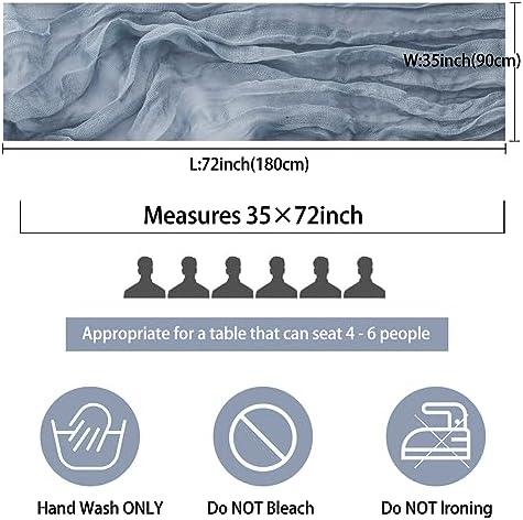 35x72 Inch Dusty Blue Cheesecloth Table Runner Boho Wedding Party Decor - Image 2
