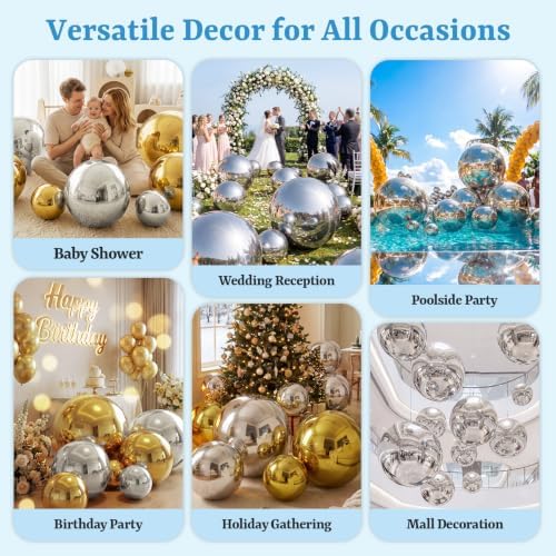 Inflatable Mirror Ball,Reusable Mirror Ball Large Event Decoration PVC Ball for Party,Concerts,Stage,Wedding Decorations - No Pump Included(Silver, 1pcs：0.6m) - Image 3