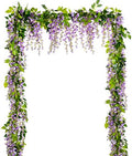 Lvydec Wisteria Artificial Flowers Garland, 4 Pcs Total 28.8ft Artificial Wisteria Vine Silk Hanging Flower for Home Garden Outdoor Ceremony Wedding Arch Floral Decor (Light Purple) by Lvydec