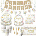 178Pcs Baby in Bloom Baby Shower Decorations-Wildflower Paper Plates and Napkins Kit Girls Floral Baby Shower Dinnerware Serves 24 by CMUSKO