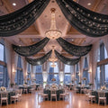12 Panels Black Ceiling Curtains with Lights for Weddings - 5ftx10ft Wrinkle-Free Tulle Fabric Wedding Arch Draping Ceiling Drapes Decorations for Wedding Party Ceremony Stage Tent Event by Unknown