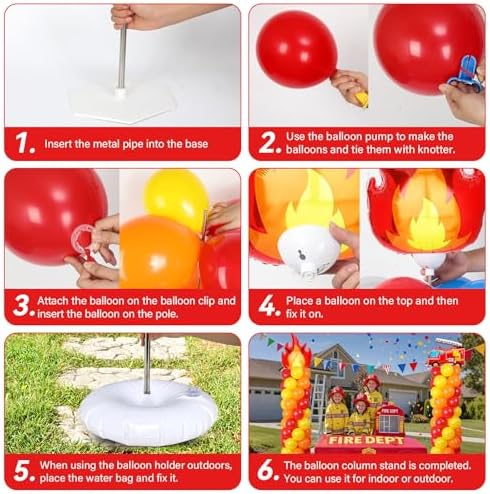 2 Sets Fire Balloon Column Stand Kit Adjustable Fire Truck Balloon Decor - Image 4
