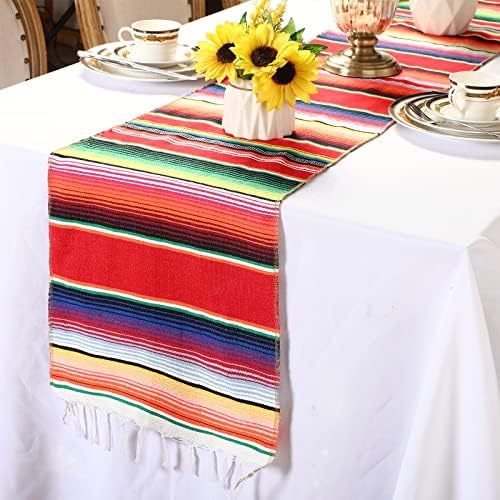 Tegeme 12 Pcs Mexican Table Runners 14 x 84 Inch Cotton,Fresh Style - Image 3