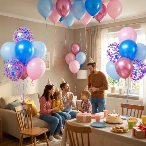 Hiquaty Pink and Blue Balloons,50pcs 12 Inch Gender Reveal Latex Balloons - Image 7