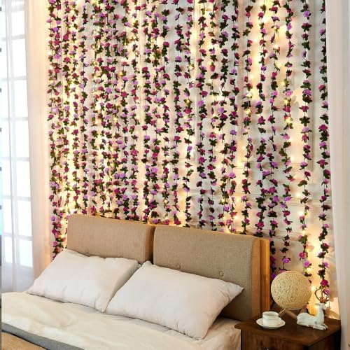 5 Pcs 41Ft Flower Garland Rose Vines, Purple Floral Garland Flower Vines - Image 5