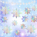 24 PCS Snowflake Christmas Hanging Party Decor Supplies,12 PCS 3D Glittery Snowflakes &12PCS 3D White Paper Snowflakes Hanging Garland for Christmas Winter Holiday New Year Wonderland Party Decoration by Mooduuty