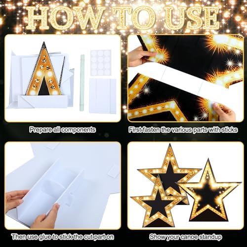 3 Pcs 26-31.5" Star Starry Night Movie Night Party Decorations Large Cutout - Image 3