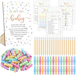 Patelai 322 Pcs Baby Shower Games Don't Say Baby Sign Clothespins Cards by Patelai