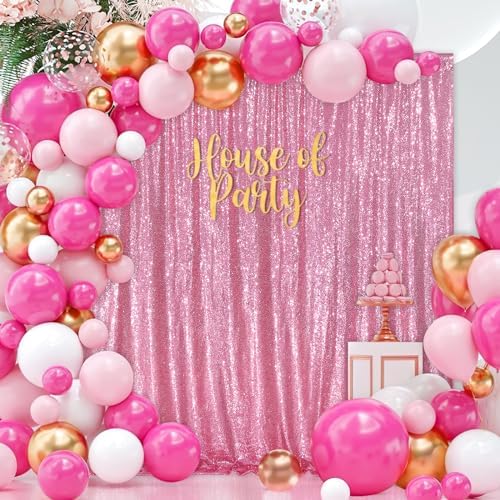 Blush Pink Sequin Backdrop Glitter Backdrop Curtains 7ft x 7ft - Image 2