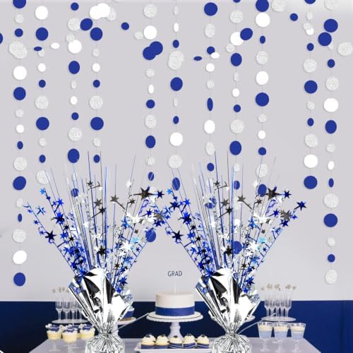6 Pack Metallic Foil Spray Table Centerpiece Decoration Star Brust Glitter Table Topper Decor for Birthday Graduation Holiday Christmas New Year's Eve Celebration Party Supplies Blue Silver - Image 2
