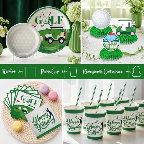 342pcs Golf Party Decorations, Golf Birthday Decorations Include Golf Plates and Napkins Set, Banner Hanging Swirls Tablecloth Cupcake Topper Balloon, for Golf Birthday Party Decorations, Serves 50 - Image 5