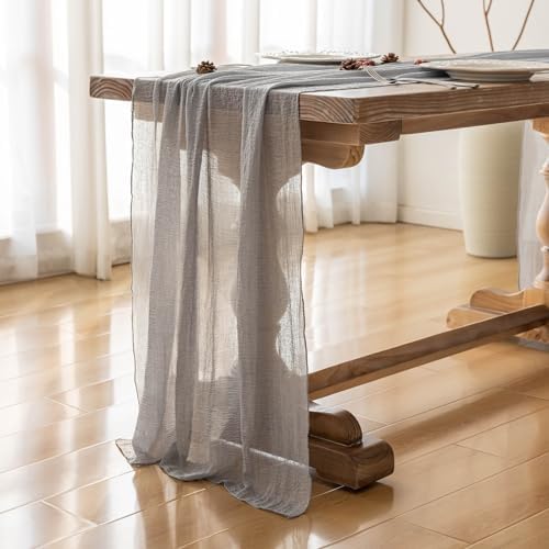 Dusty Blue Cheesecloth Table Runner 120 Inches Fall Party Home Decorations - Image 5