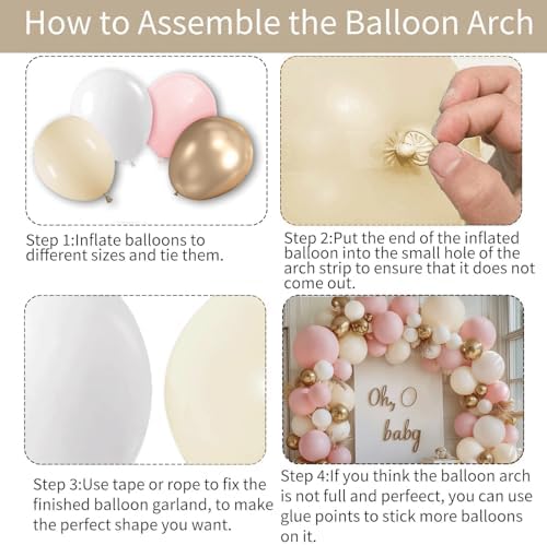 Pink White and Gold Balloon Arch Kit 144 Pcs - Image 4