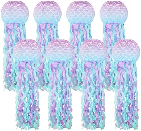 Jellyfish Paper Lanterns Mermaid Party Decorations Pack of 8 by YUNXUAN