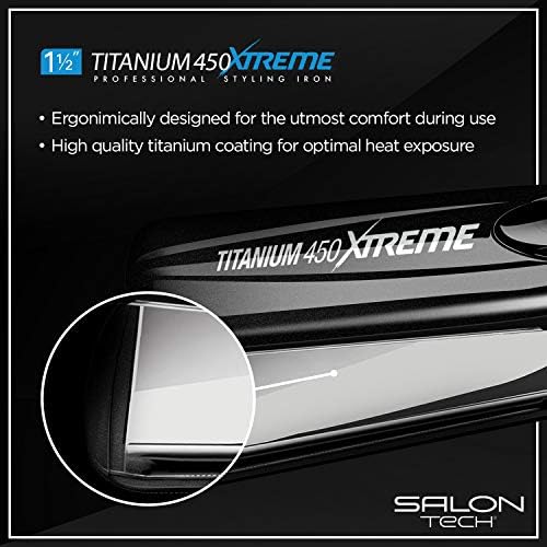 SALON TECH Titanium Xtreme Flat Iron 1.5 Inch - Titanium 450 Styling Iron Perfect For Heat Activated Treatments & Professional Straightening Results - Image 3