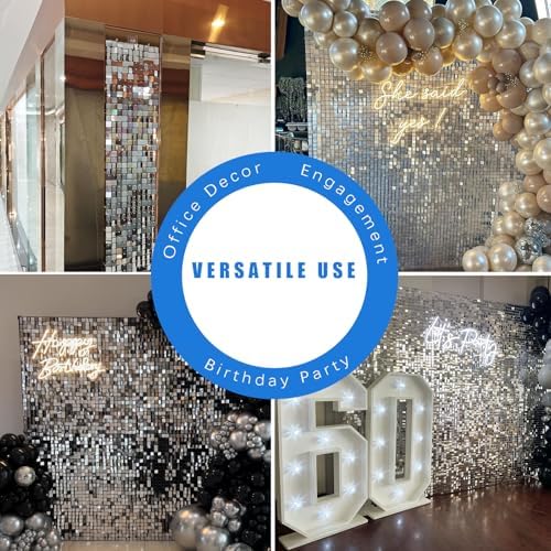 Ozikutech 12 Pcs Silver Shimmer Wall Backdrop Panels for Party Decoration - Image 4