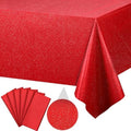 FunnyPars 6 Pack Iridescent Red Plastic Tablecloth,Glitter Disposable Laser Rectangle Table Covers,Red Holographic Foil Table Cloth Christmas Birthday Wedding Anniversary Party Decorations,54x108Inch by EnjoyYourFunnyParties