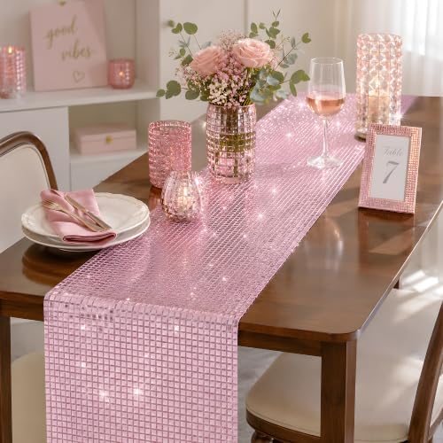 Disco Party Decorations - Pink Glitter Disco Table Runner - Image 6