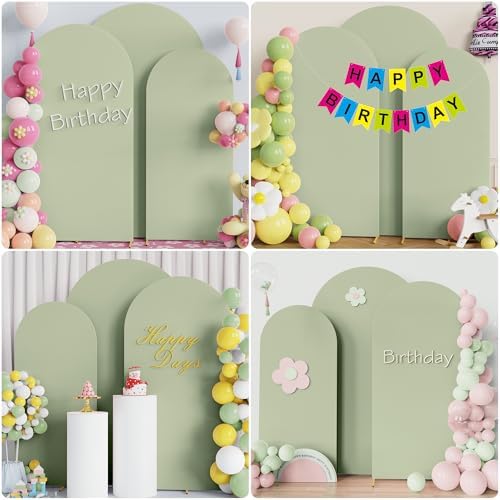 Wokceer Arch Backdrop Cover Sage Green Arch Cover Stretchy 7.2FT,6.6FT,6FT - Image 5