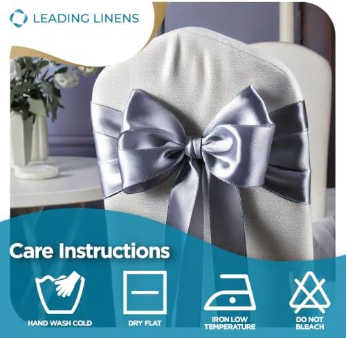 Leading Linens 250 pcs Silver 108"x8" Satin Bow Sash Chair Cover Decoration - Image 6