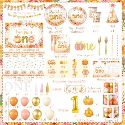 Our Little Pumpkin is Turning One Decorations for Girls, Serve 20 Guests - Image 2