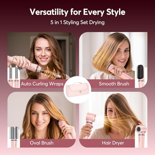 5 in 1 Hair Styling Kit with Travel Case, Multi Hair Styler Set for Curling, Straightening, Volumizing & Smoothing, Hot Air Brush with Ionic Care for Fast Styling at Home & Travel - Image 2