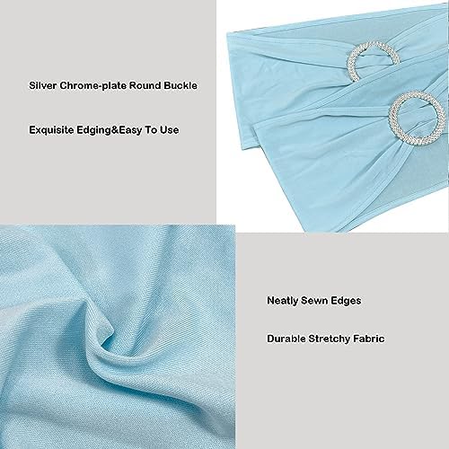 Spandex Chair Sashes Bands, Baby Blue, 50PCS - Image 3