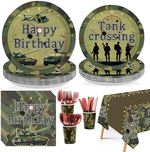 170Pcs Camo Army Birthday Party Decorations Serves 24 by Greencian
