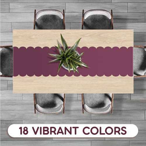 Burgundy Scallop Table Runner, Disposable Plastic, 5 Pack, 14x108in - Image 4