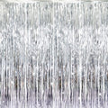 GOER 3.2 ft x 8.2 ft Metallic Tinsel Foil Fringe Curtains Party Photo Backdrop Party Streamers for Birthday,Graduation,New Year Eve Decorations Wedding Decor (4 Packs,Silver) by GOER