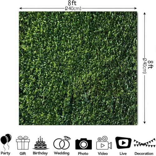 Nature Spring 3D Green Leaves Theme Photo Background Wedding Birthday Party Newborn Baby Shower Photography Backdrops Zoo Decor Shoot Props Bannner (8x8 FT) - Image 2