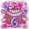 Pink Purple 6th Birthday Party Decoration for Girls Number 6 Princess Decor by KAINSY