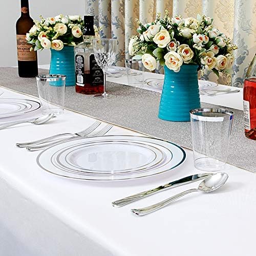 I00000 60 Pcs Silver Plastic Plates, Premium Silver Disposable Plates - Image 6