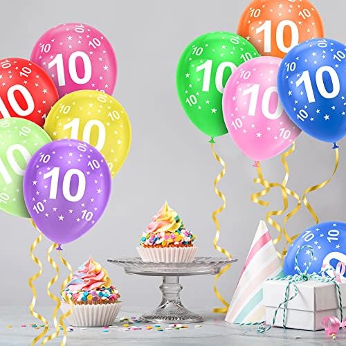 Ainiv 10th Birthday Balloons 18PCS, 12inch Numbers Printed Latex Balloons - Image 7
