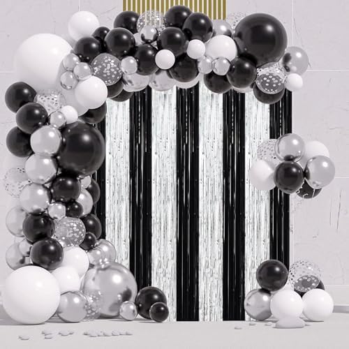 Voircoloria Black Silver Foil Fringe Backdrop Curtains,3.3x8.2ft, 3 Pack - Image 7