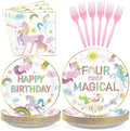 Grencian 96 Pcs Unicorn 4th Birthday Party Decorations, Serves 24 by Grencian