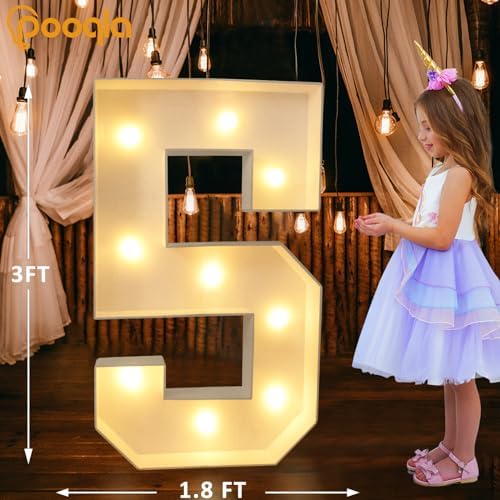 Pooqla 3 FT Marquee Numbers, Light Up Number 5 5th Birthday Decorations - Image 5