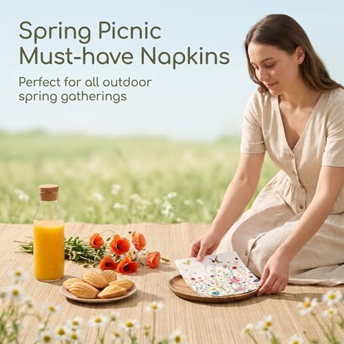 50PCS Wildflower Napkins 13 x 13 Inches, Hummingbird Floral Paper Napkins Flower Luncheon Dessert Cocktail Napkins Disposable for Picnic Wedding Birthday Baby Shower Tea Party Decorations (Wildflower) - Image 7