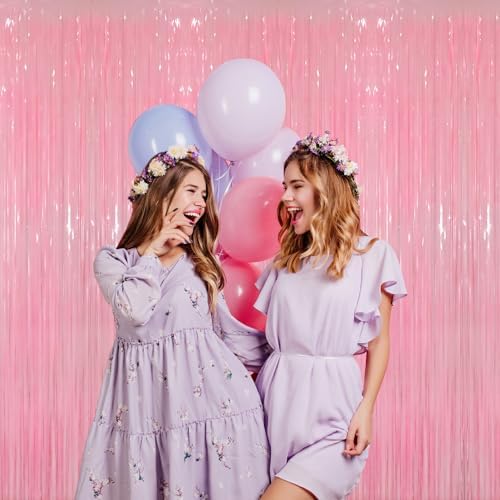 GOER 3.2 ft x 8.2 ft Foil Fringe Curtains Party Photo Backdrop Party Streamers for Birthday,Graduation,New Year Eve Decorations Wedding Decor(3 Packs,Candy Pink) - Image 6