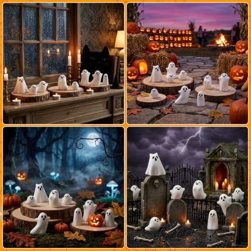 CCINEE 24 Pcs Halloween Mini Resin Ghost Figurines in 8 Styles, Matte Finish Spooky Whimsical Tabletop Decor for Halloween Party, Tiered Tray, Bowl Filler, and Seasonal Home Decoration - Image 7